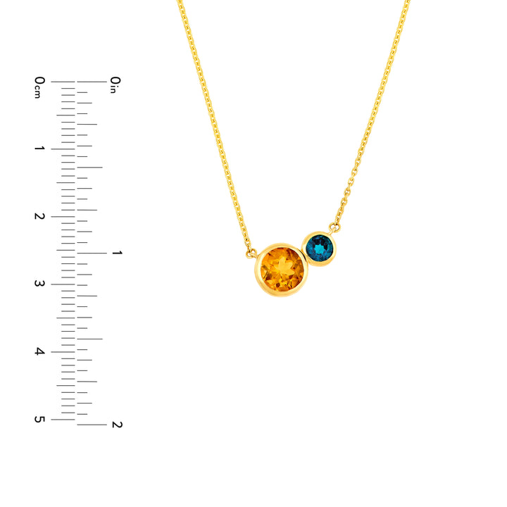 Toi et Moi Necklace (London Blue & Citrine)