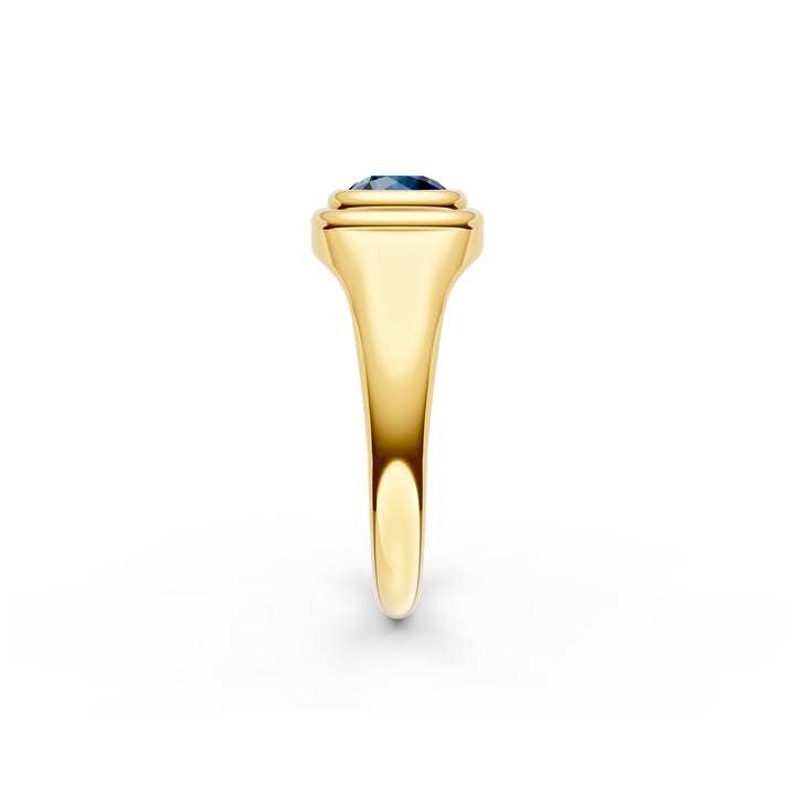 1/2ct Round London Blue Bezel Pinky Ring