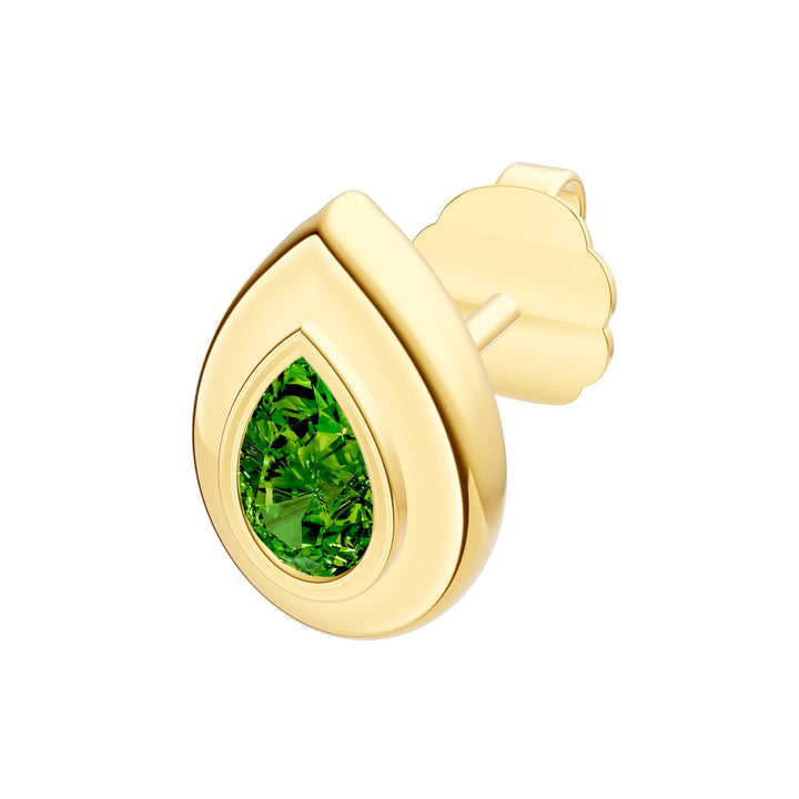 Pear Peridot Double Bezel Stud Earrings