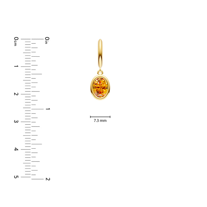 Oval Citrine Bezel Drop Earrings