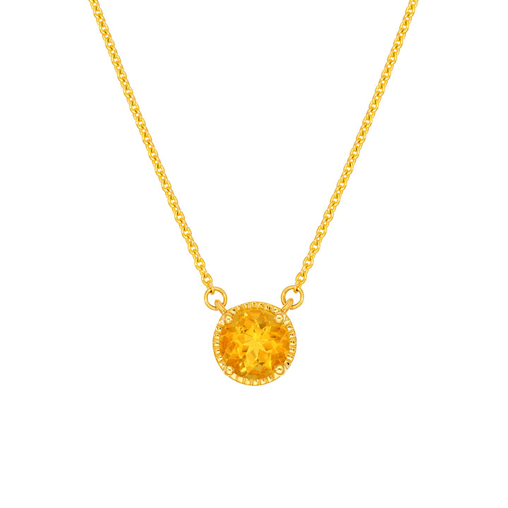 6.50mm Round Citrine Pendant Necklace