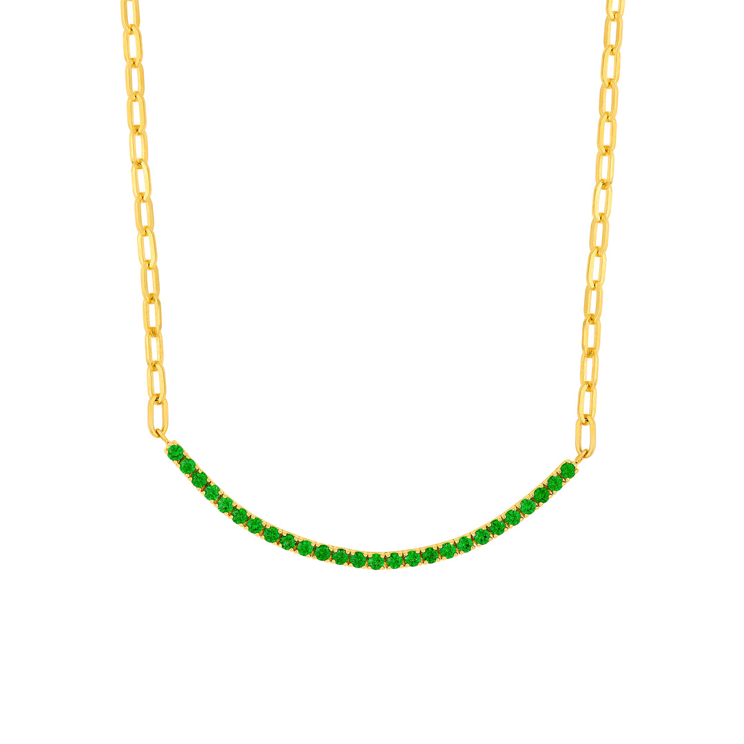1-1/8ct Tsavorite Half Paper Clip Half Tennis Necklace