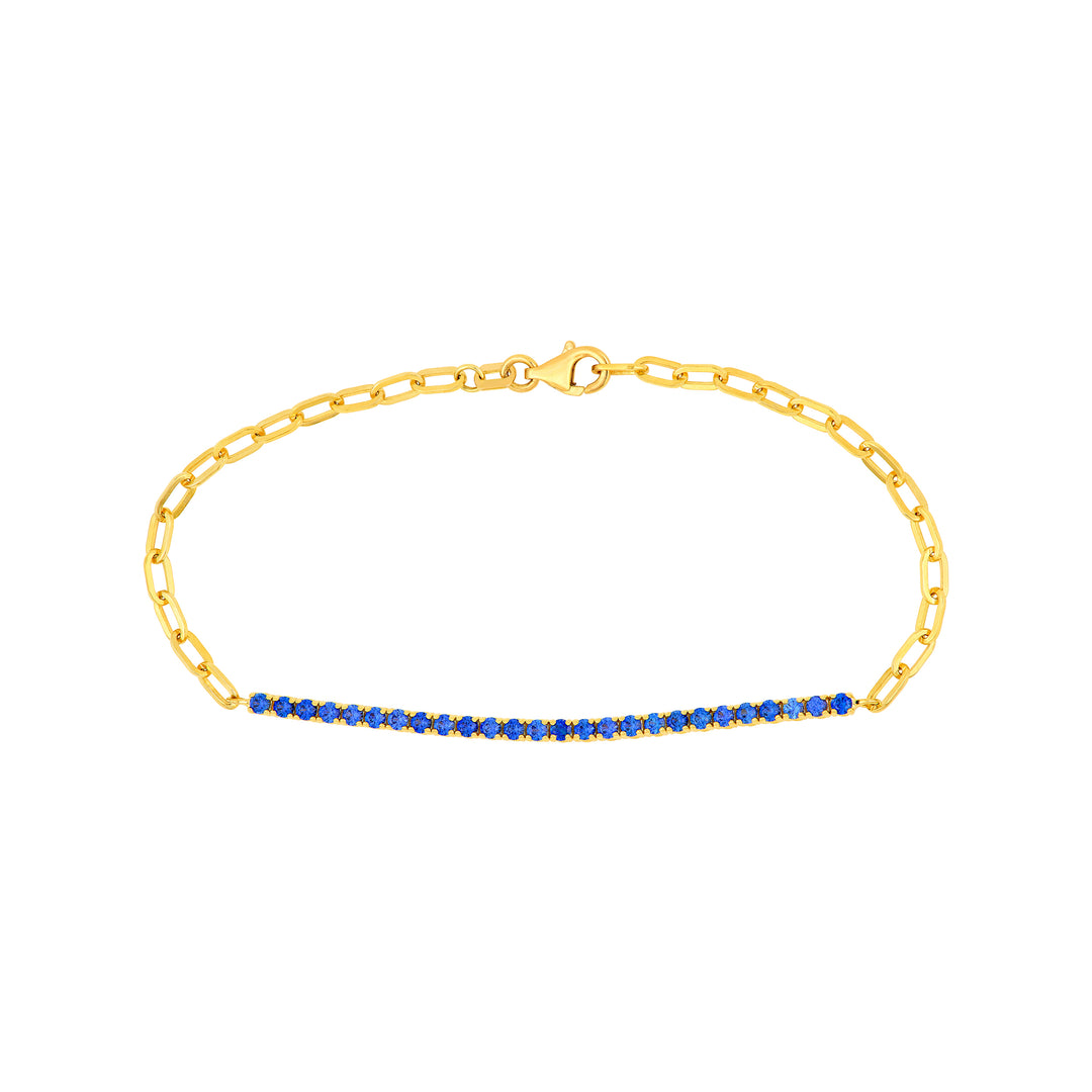 1ct Sapphire Blue Half Paper Clip Half Tennis Bracelet