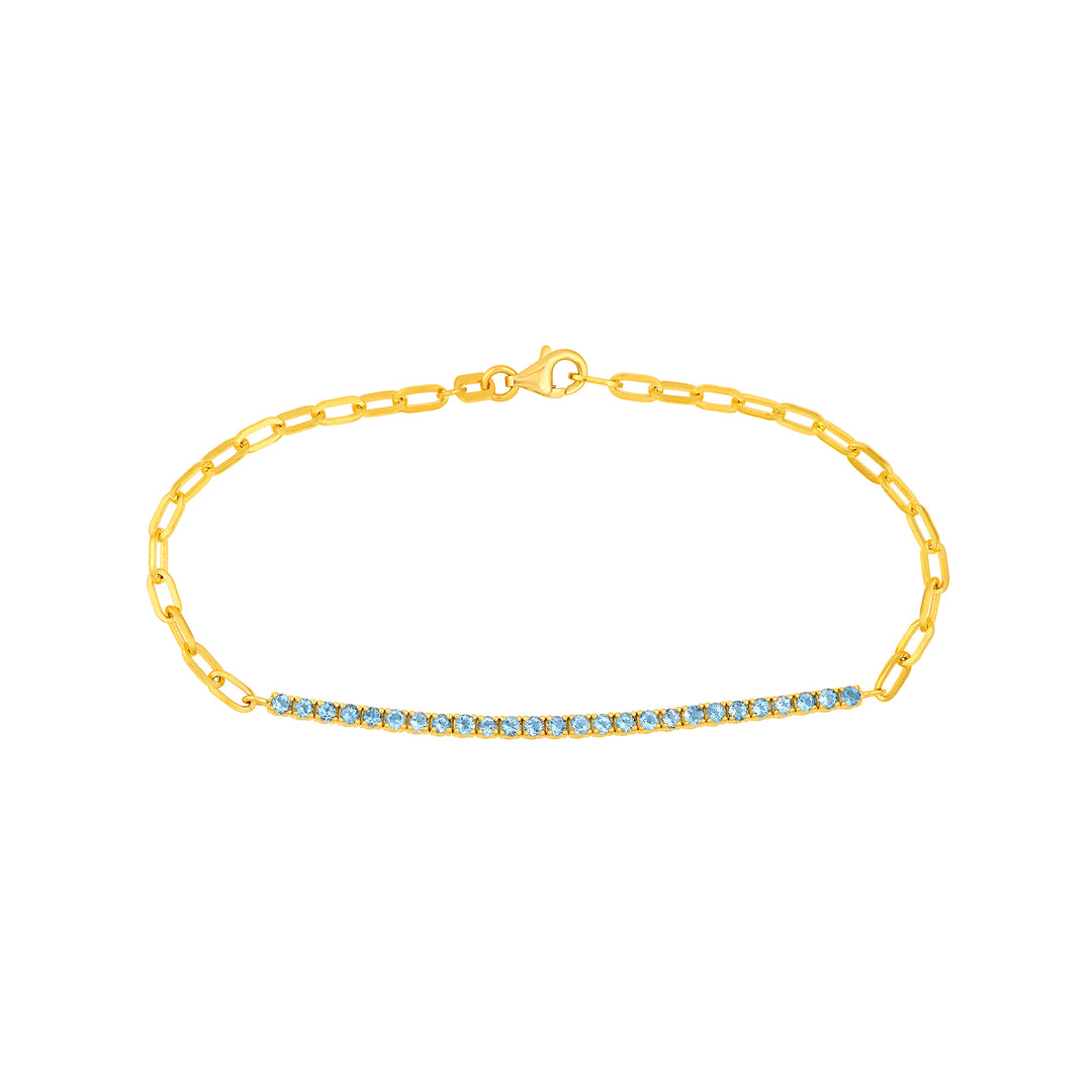 2.00mm Aquamarine Half Paper Clip Half Tennis Bracelet