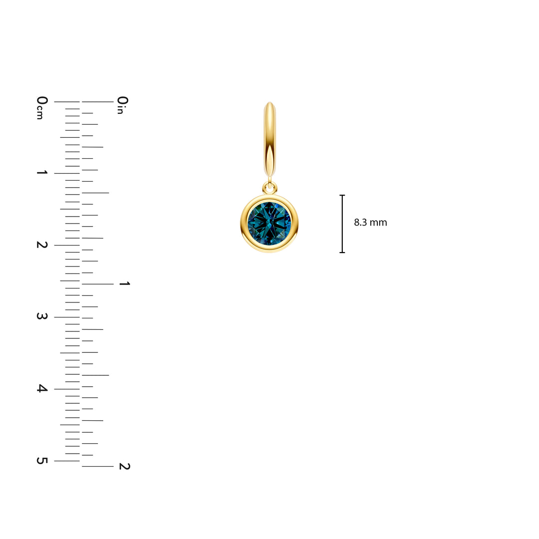 Round London Blue Topaz Double Bezel Drop Earrings
