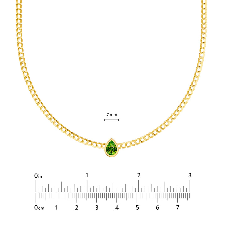 Pear Peridot Curb Necklace