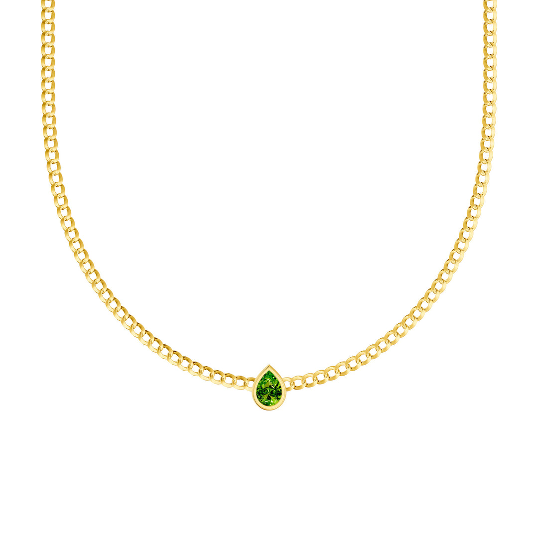 Pear Peridot Curb Necklace