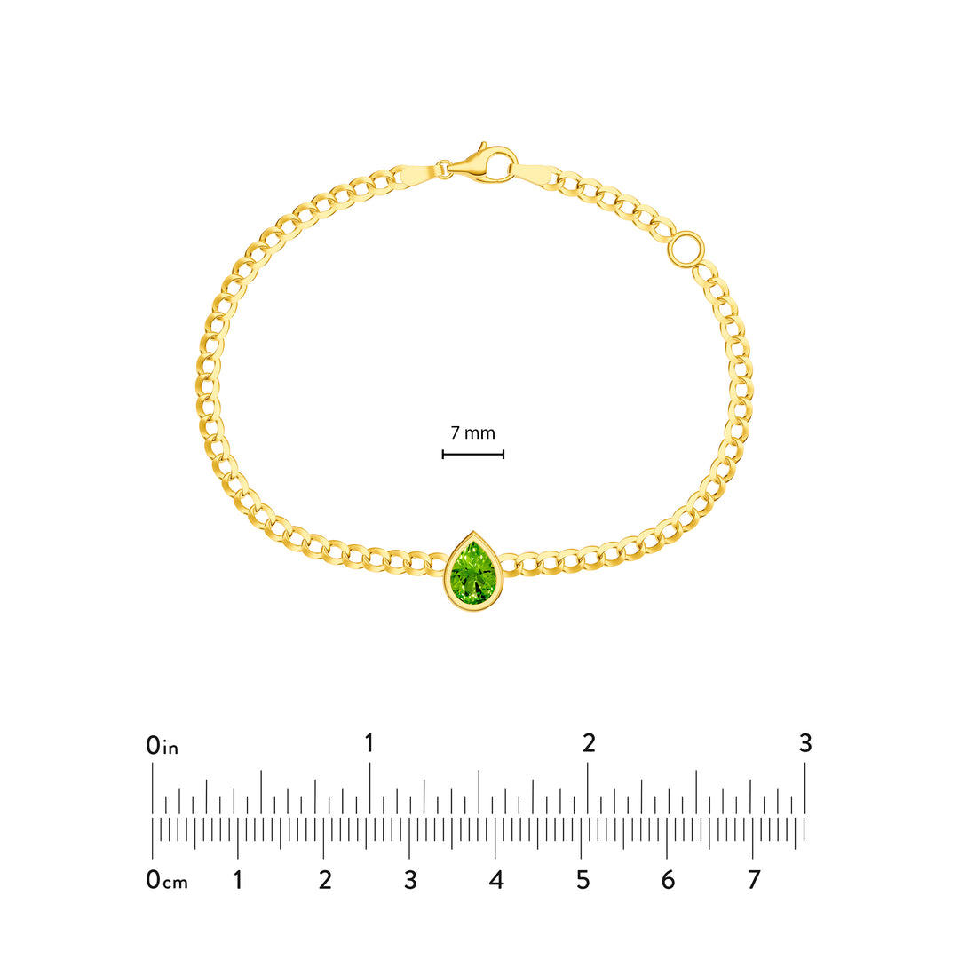 Pear Peridot Curb Bracelet