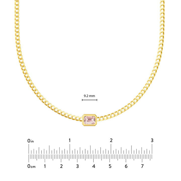 Emerald Pink Morganite Curb Necklace