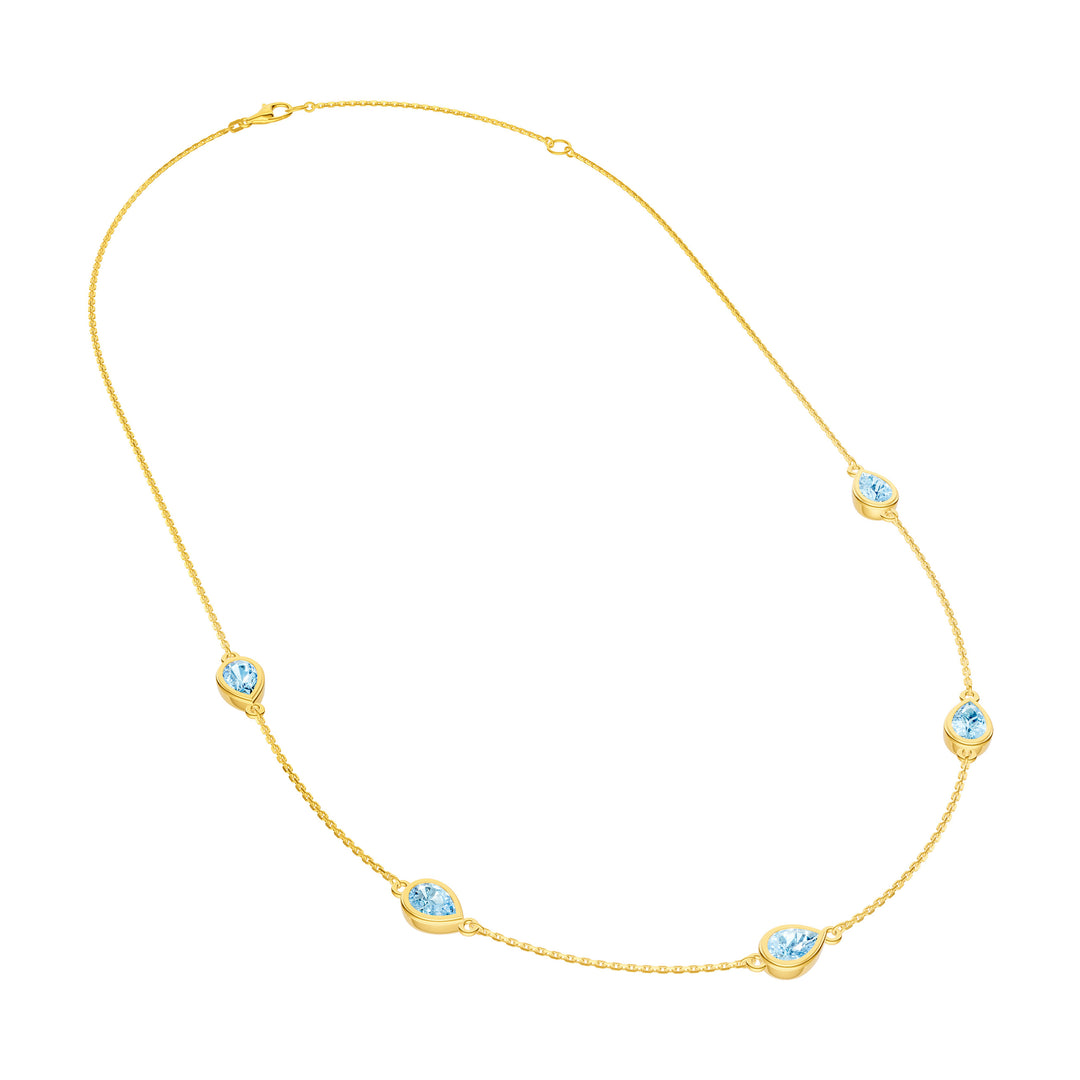 Pear Sky Blue Station Necklace