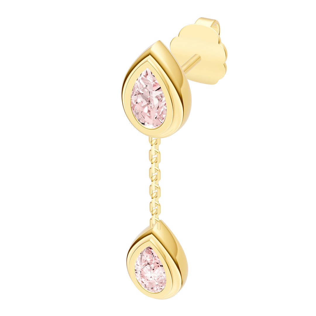 Double Pear Pink Morganite Dangle Earrings