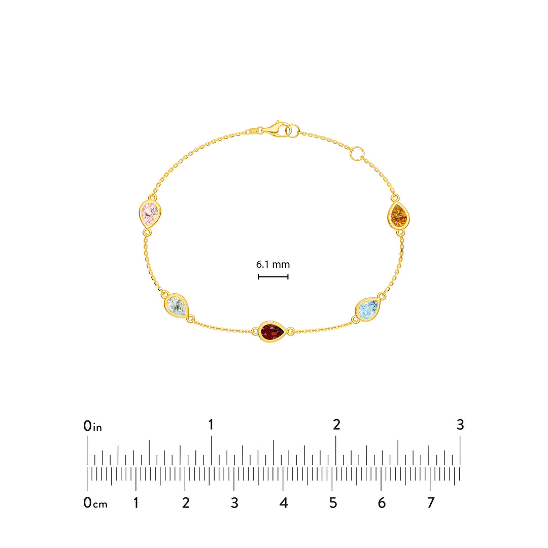 Pear Mixed Stone Station Bracelet
