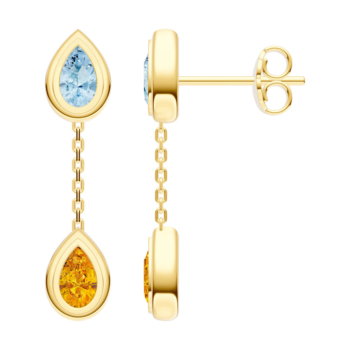 Pear Sky Blue & Citrine Earrings