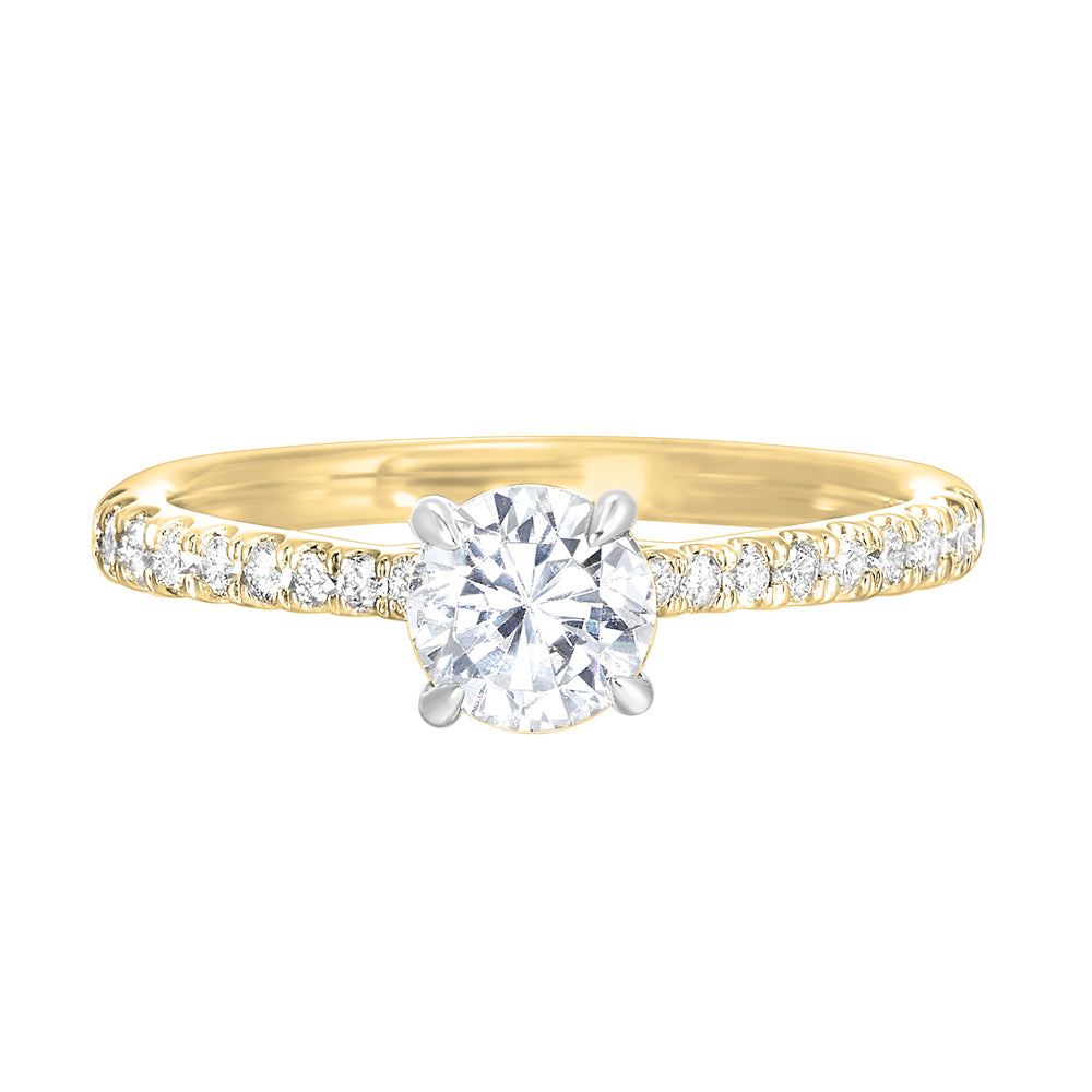A vibrant micro pave set diamond provides an endless sparkle with the center focused look.