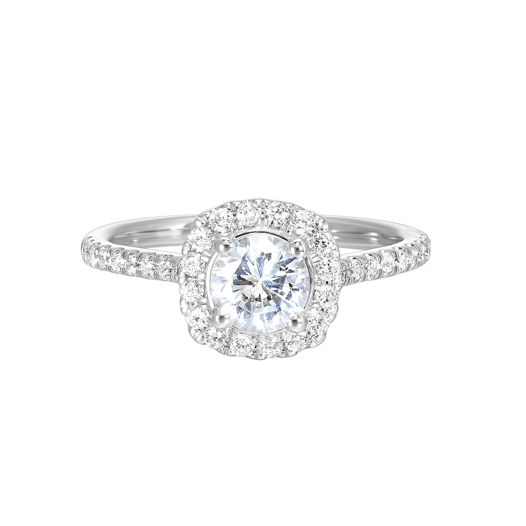 14Kt White Semi Mount 1/3Ctw For 3/4Ctw Round Center