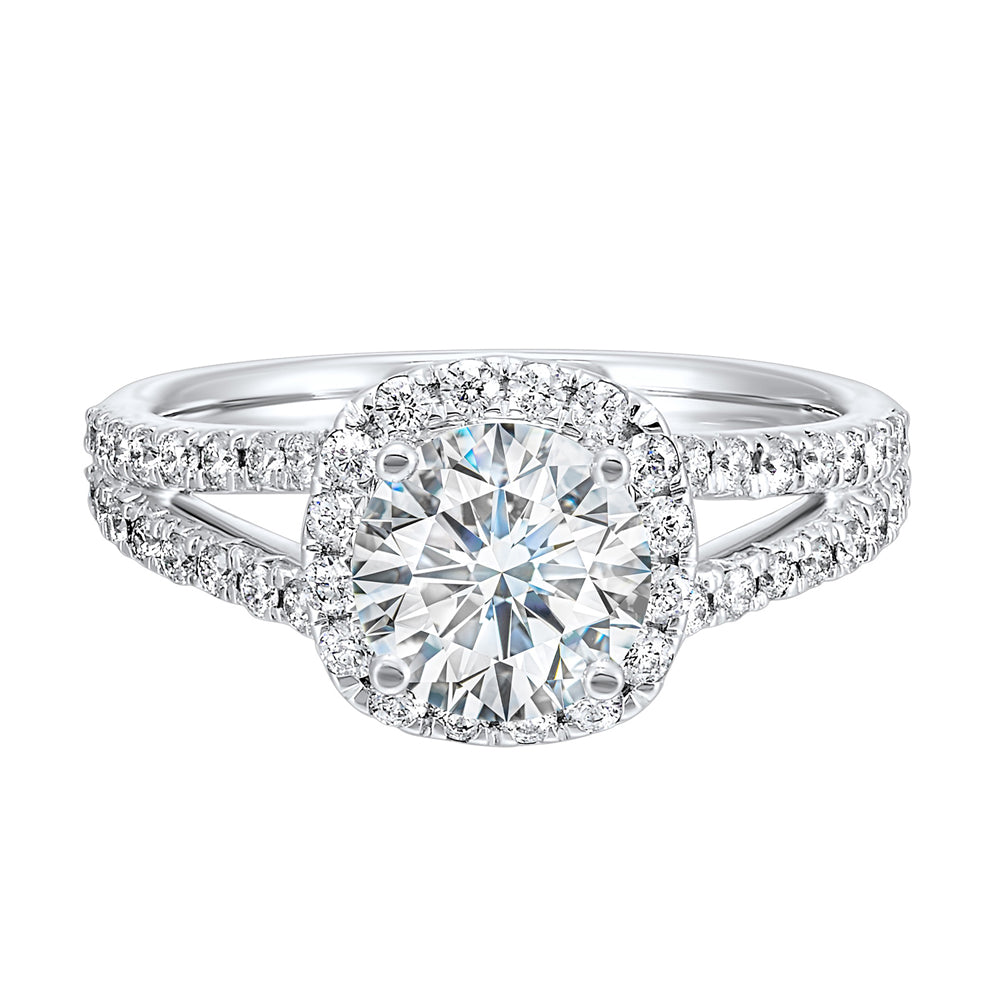 14Kt White Semi Mount 5/8Ctw For 2Ctw Round Center
