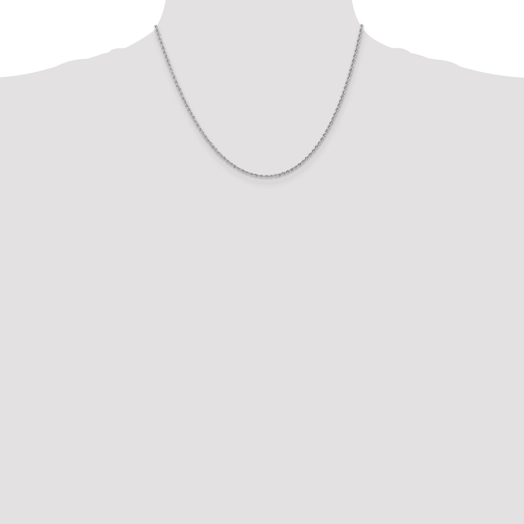 14k White Gold 1.5mm Solid Rope Chain