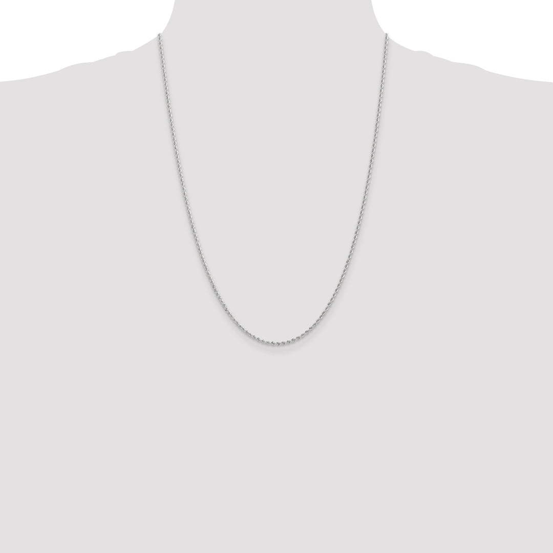 14k White Gold 2.0mm Solid Rope Chain