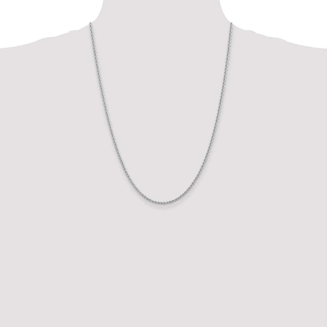 14k White Gold 2.25mm Solid Rope Chain