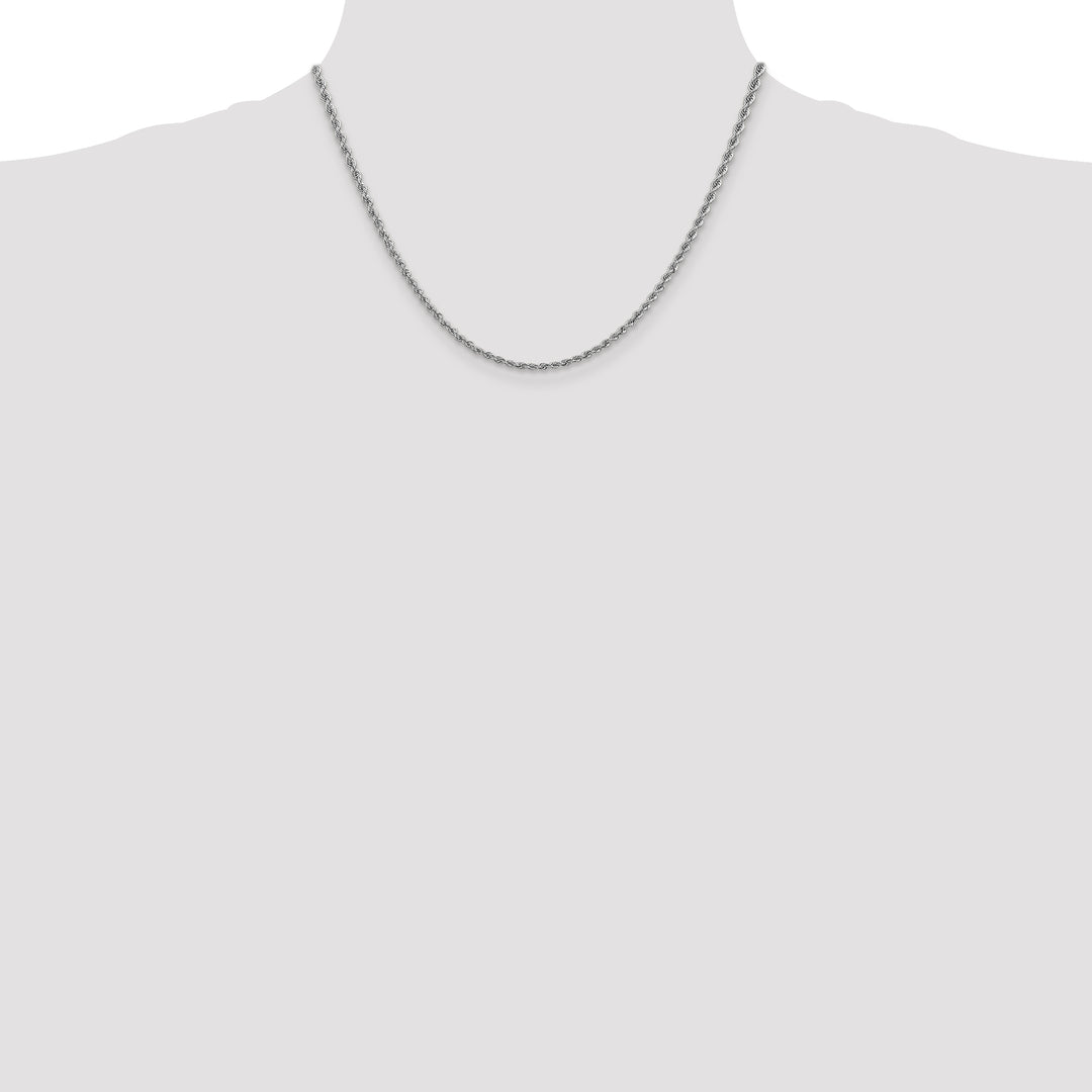 14k White Gold 2.5mm Solid Rope Chain