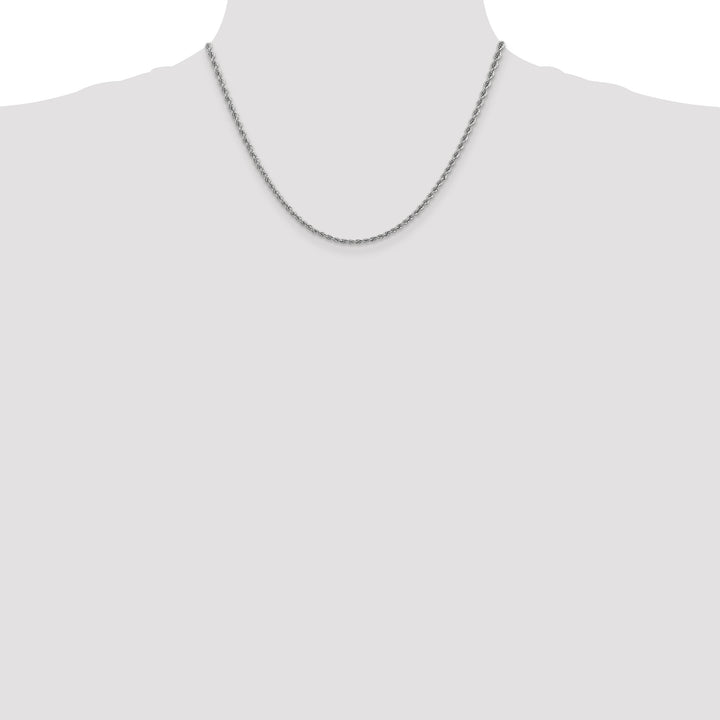 14k White Gold 2.5mm Solid Rope Chain