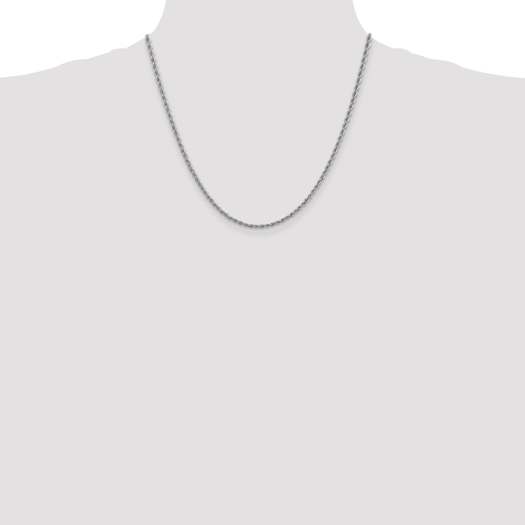 14k White Gold 2.5mm Solid Rope Chain