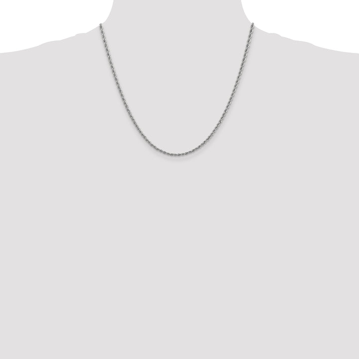 14k White Gold 2.5mm Solid Rope Chain