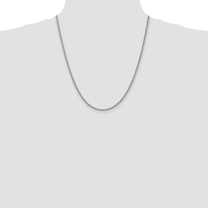 14k White Gold 2.5mm Solid Rope Chain