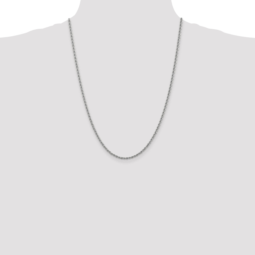 14k White Gold 2.5mm Solid Rope Chain