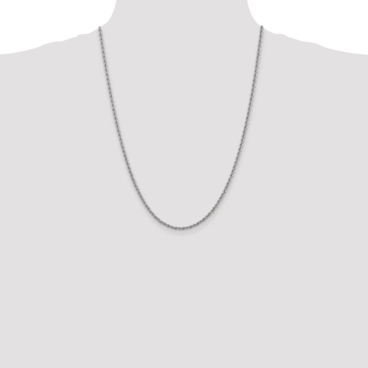 14k White Gold 2.5mm Solid Rope Chain