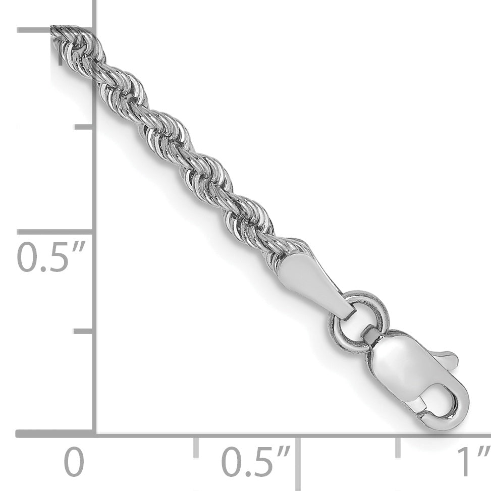 14k White Gold 2.5mm Solid Rope Chain