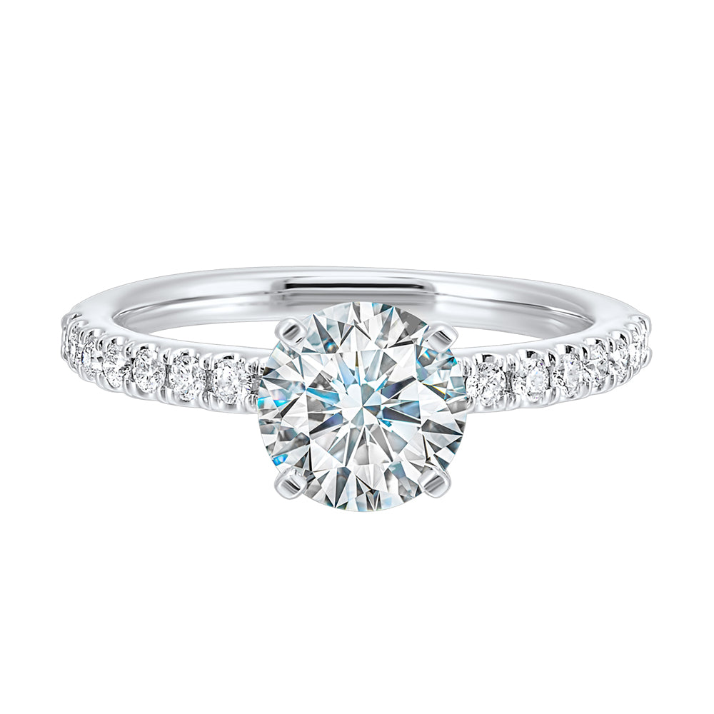 14Kt White Semi Mount 3/8Ctw For 3Ctw Round Center