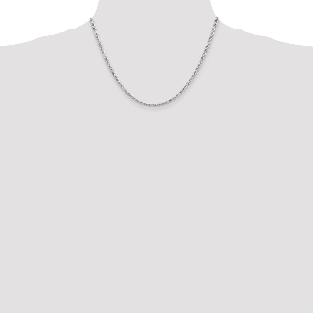 14k White Gold 2.75mm Solid Rope Chain
