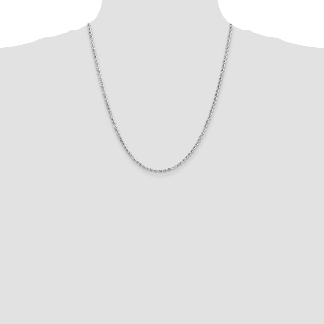 14k White Gold 2.75mm Solid Rope Chain