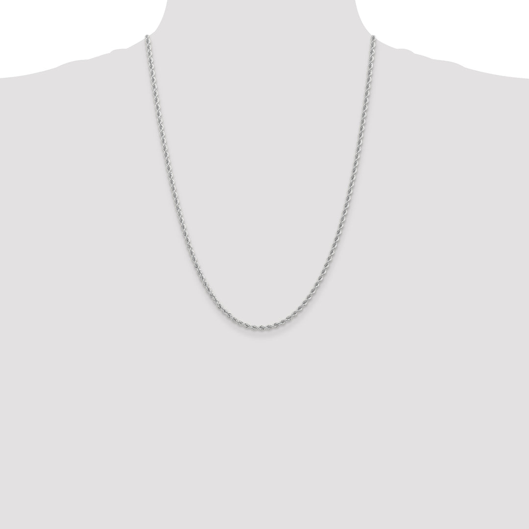 14k White Gold 2.75mm Solid Rope Chain