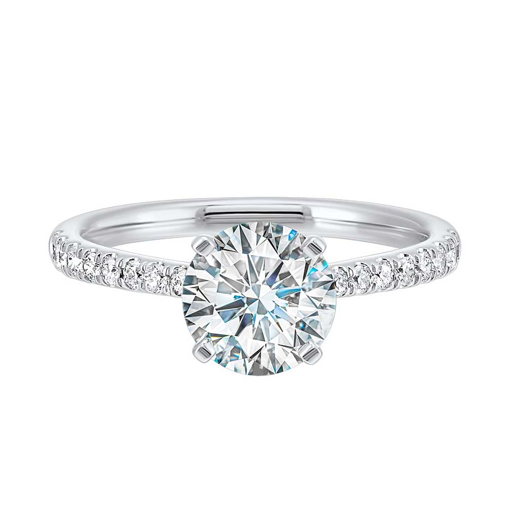 14Kt White Semi Mount 1/3Ctw For 2Ctw Round Center