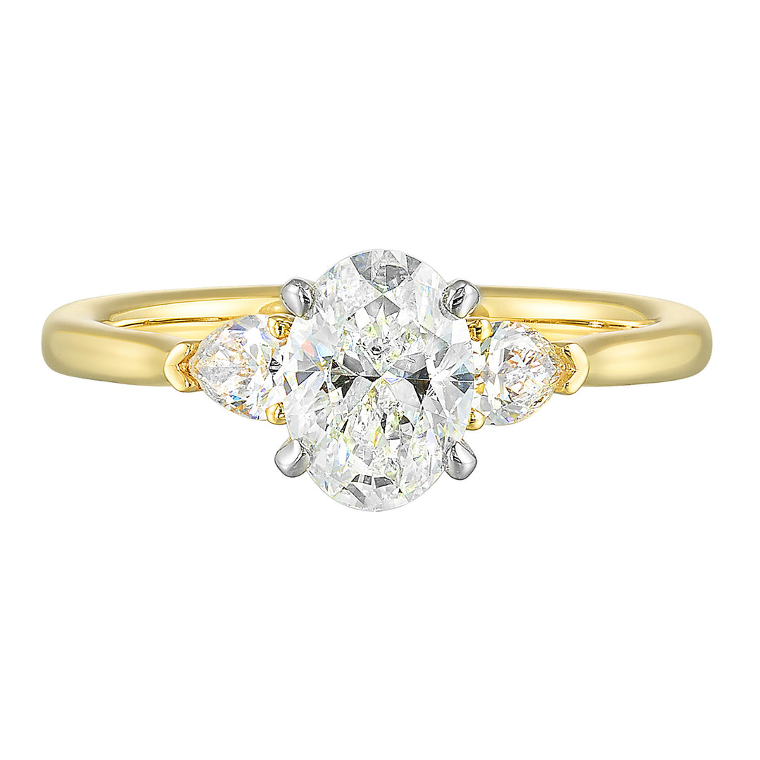14Kt White Yellow Semi Mount 1/3Ctw For 1Ct Oval Center