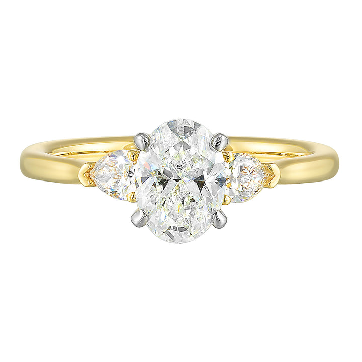 14Kt White Yellow Semi Mount 1/3Ctw For 1Ct Oval Center