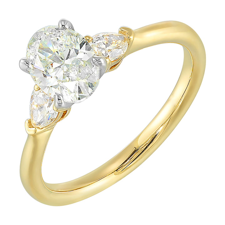 14Kt White Yellow Semi Mount 1/3Ctw For 1Ct Oval Center