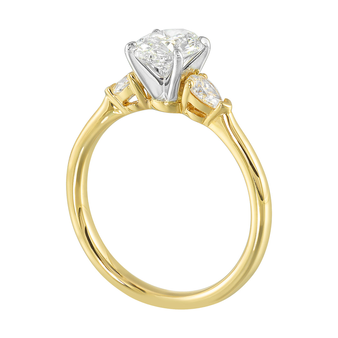 14Kt White Yellow Semi Mount 1/3Ctw For 1Ct Oval Center