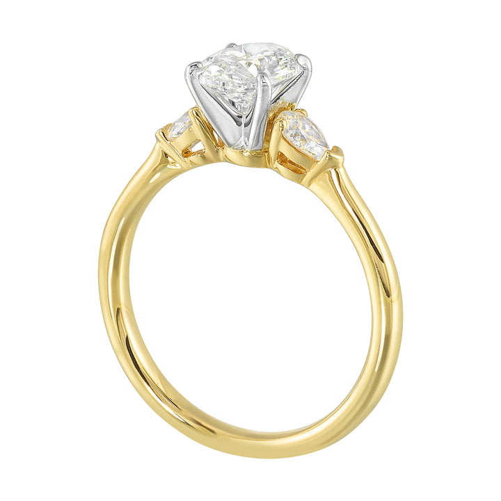 14Kt White Yellow Semi Mount 1/3Ctw For 1Ct Oval Center