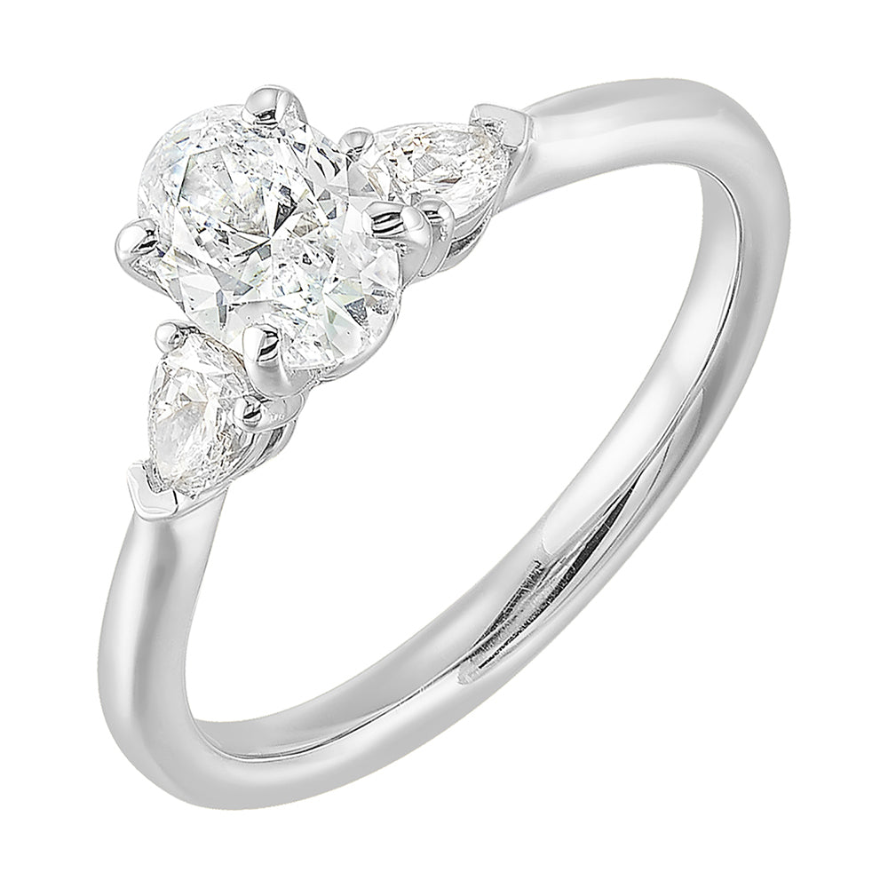 14Kt White Semi Mount 1/3Ctw For 1 1/2Ctw Oval Center