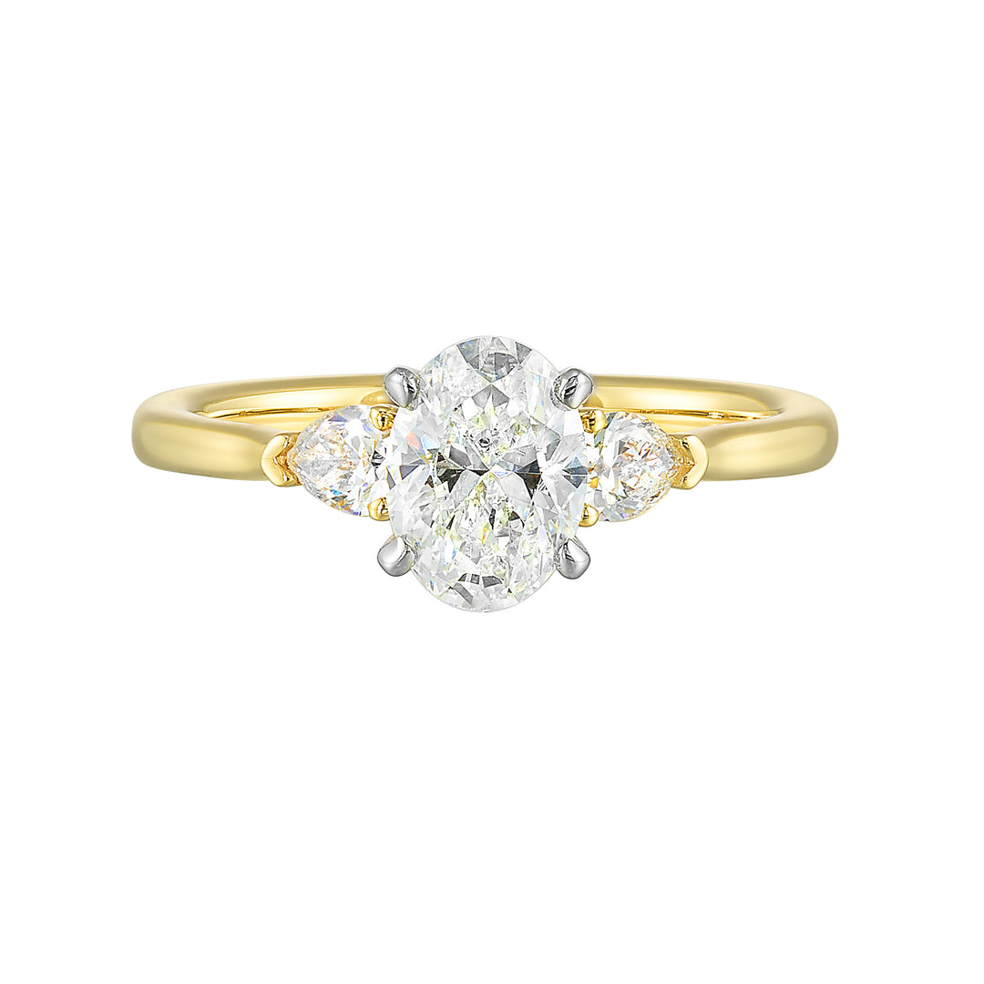 14Kt White Yellow Semi Mount 1/2Ctw For 2Ct Oval Center