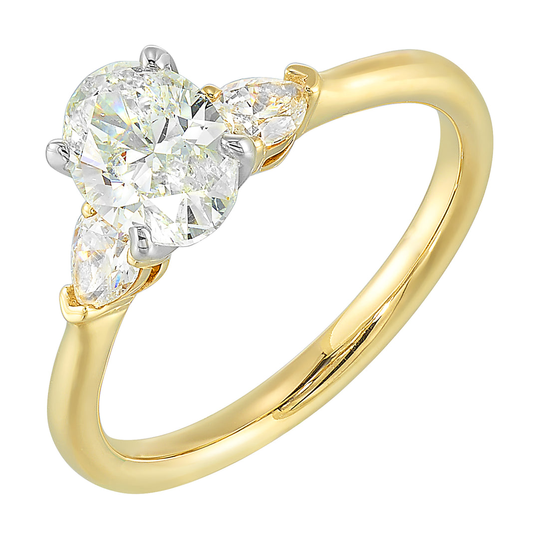14Kt White Yellow Semi Mount 1/2Ctw For 2Ct Oval Center