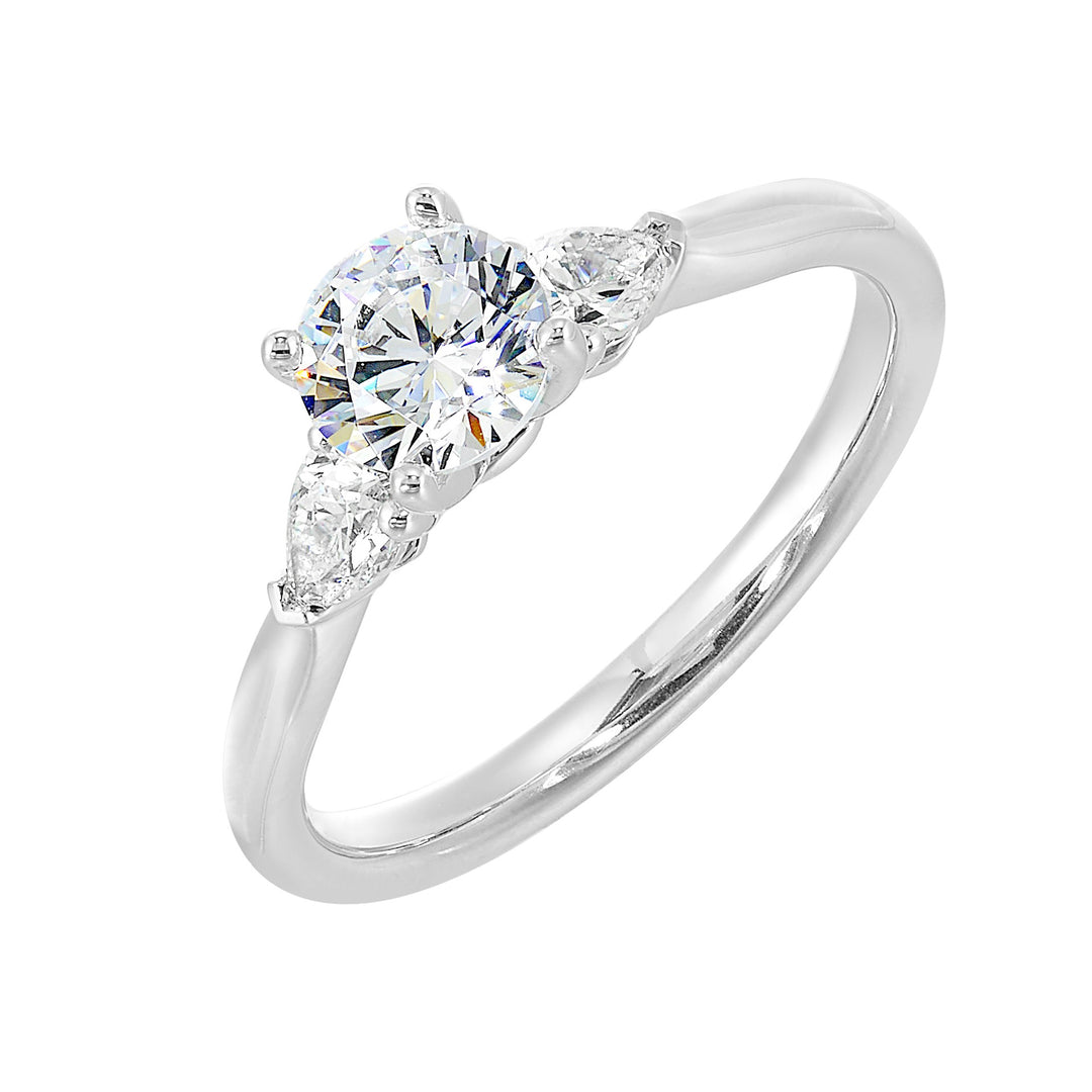 14Kt White Semi Mount 1/3Ctw For 3/4Ct Round Center
