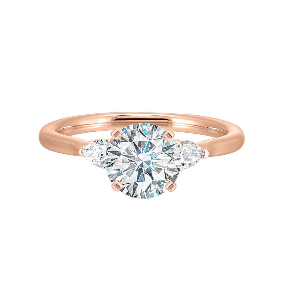14Kt Rose Semi Mount 3/8Ctw For 1 1/2Ct Round Center