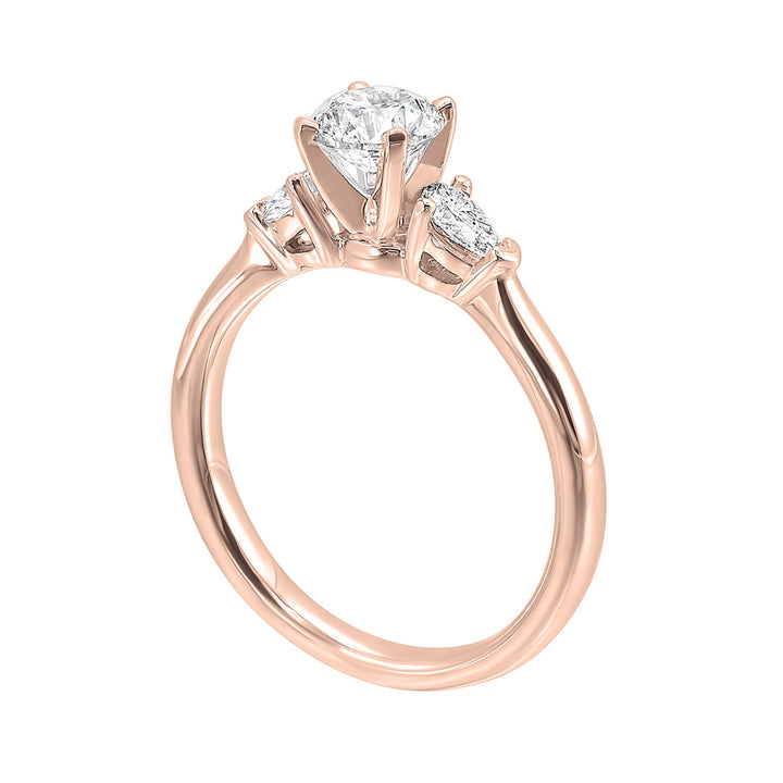 14Kt Rose Semi Mount 3/8Ctw For 1 1/2Ct Round Center