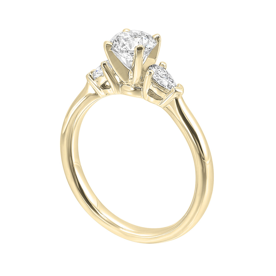 14Kt Yellow Semi Mount 3/8Ctw For 1 1/2Ctw Round Center