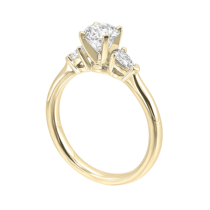 14Kt Yellow Semi Mount 3/8Ctw For 1 1/2Ctw Round Center