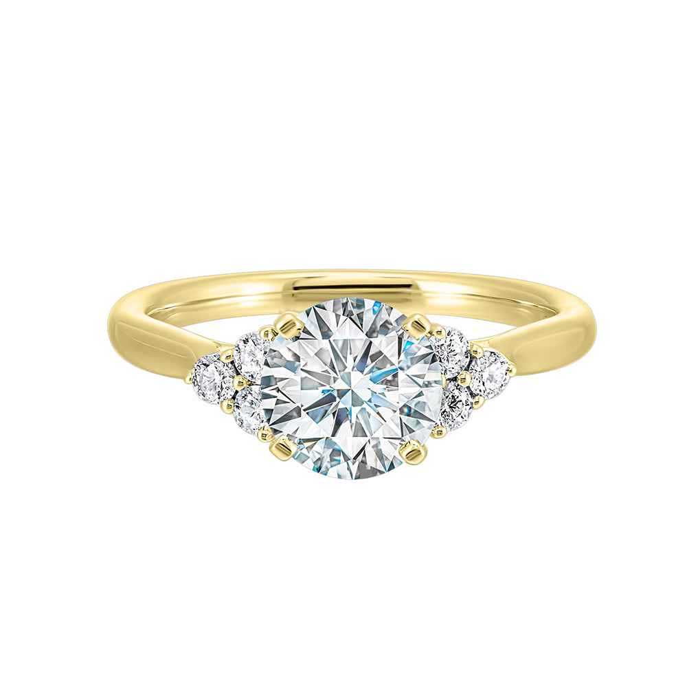 14Kt Yellow Semi Mount 1/5Ctw For 2Ctw Round Center